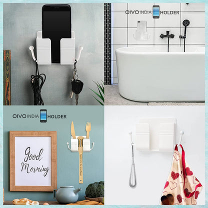 OIVO INDIA Self Adhesive White Wall Mount Mobile Holder
