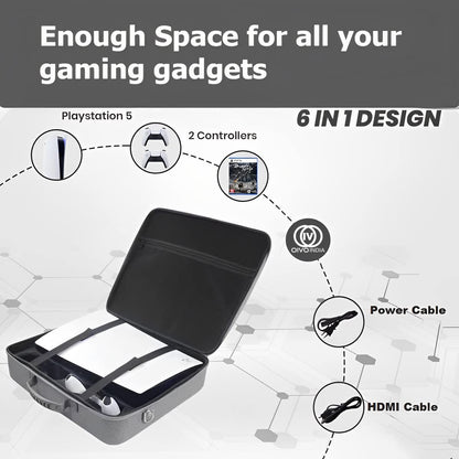 OIVO INDIA Stylish Nylon Grey Hard Carrying Storage Case Compatible for PS5 (PlayStation 5 Bag) [Video Game]