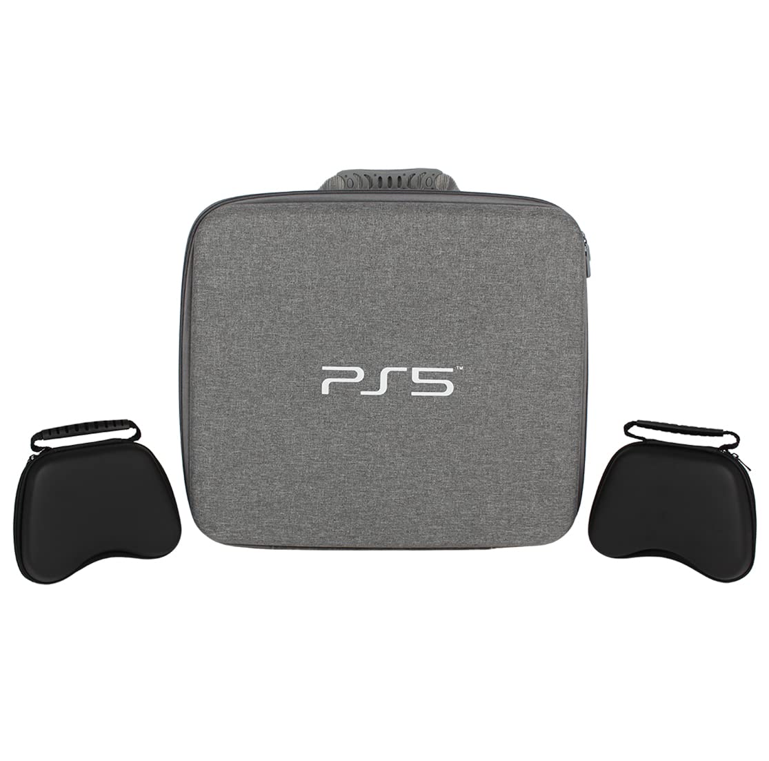 OIVO INDIA Stylish Nylon Grey Hard Carrying Storage Case Compatible for PlayStation 5 with Black Controller Case (PS5 Bag, Combo) [Video Game]