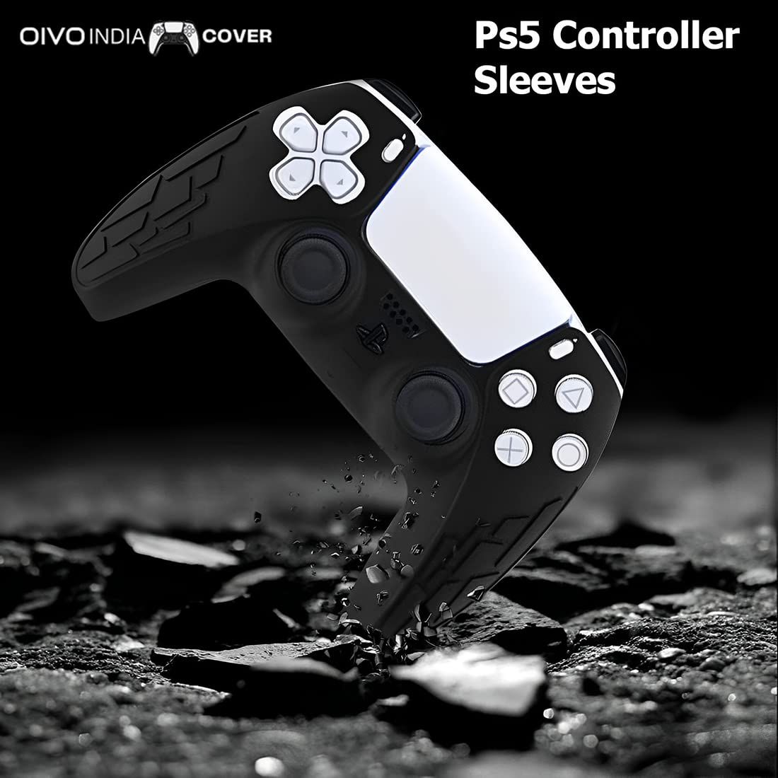 OIVO INDIA Black & White Controller Silicone Cover Case PS5 Controller Skin Anti Slip Protective Sleeve Compatible for Sony Playstation5 (Pack of 2- P5CC06 Zigzag BK+P5CC-08 Multicolor)