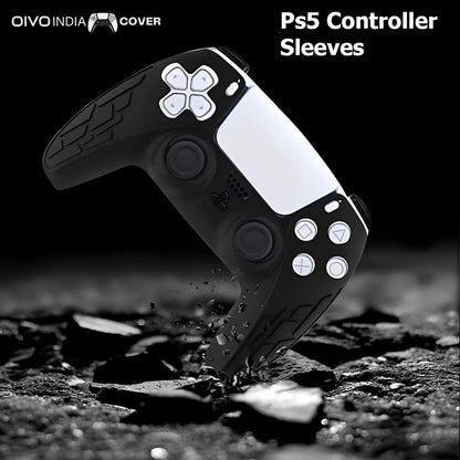 OIVO INDIA Black & White Controller Silicone Cover Case PS5 Controller Skin Anti Slip Protective Sleeve Compatible for Sony Playstation5 (Pack of 2- P5CC06 Zigzag BK+P5CC-08 Multicolor)