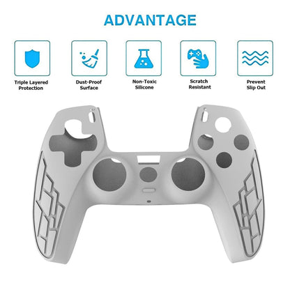 OIVO INDIA Black & White Controller Silicone Cover Case PS5 Controller Skin Anti Slip Protective Sleeve Compatible for Sony Playstation5 (Pack of 2- P5CC06 Zigzag BK+P5CC-08 Multicolor)