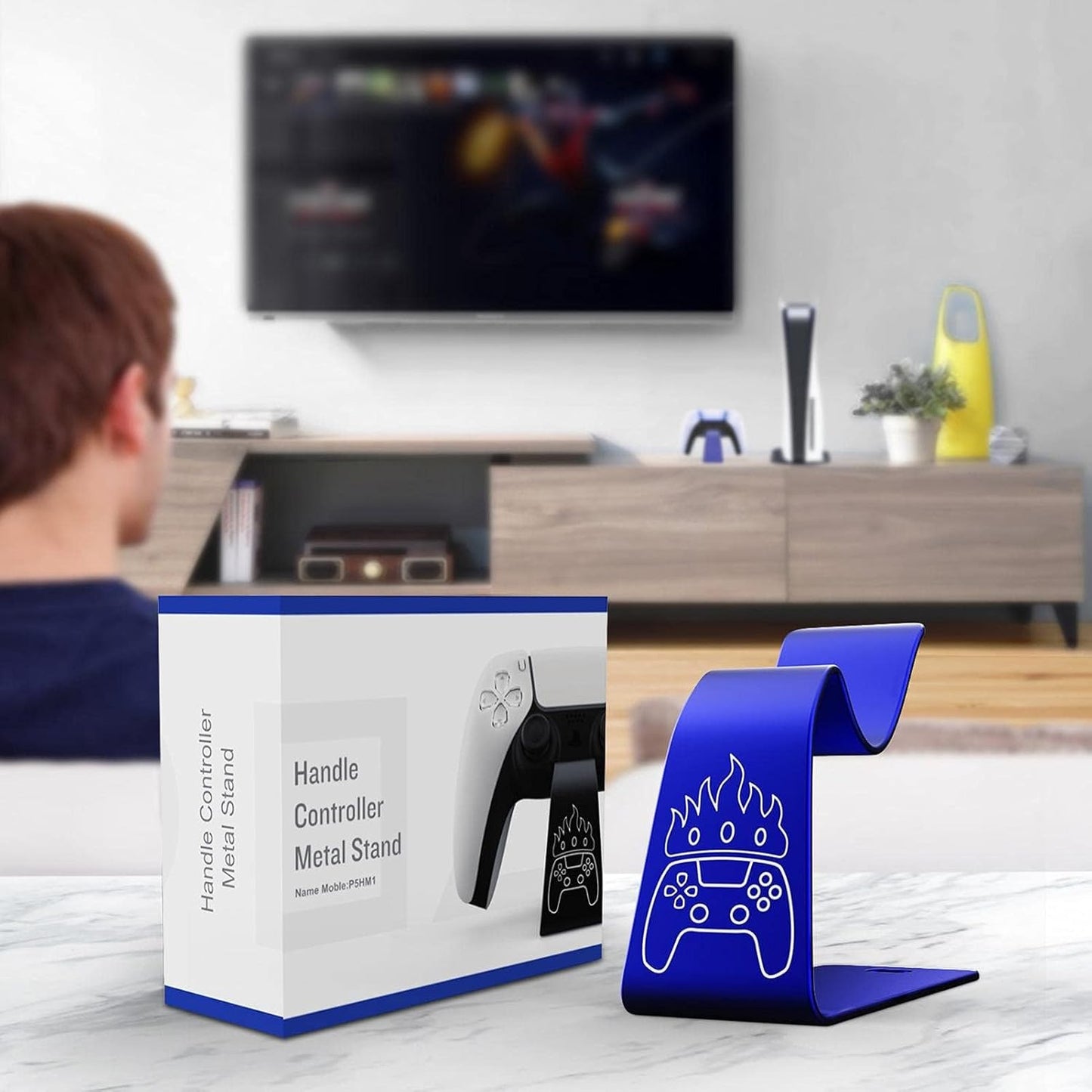 OIVO INDIA Universal Game Controller Holder Blue Aluminum Alloy Holder, Mount Bracket, Perfect for PS5 Gamepad, Built-in Anti-Slip Pad Stand (PS5, XBOX, Nintendo Pro)