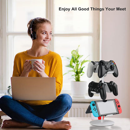 OIVO INDIA Controller Stand 3 Tier,Headphone Holder, Multi Adjustable Game Controller Headset Hanger for All Universal Gaming PC Accessories, Compatible for Xbox PS4 PS5 Nintendo Switch (White)