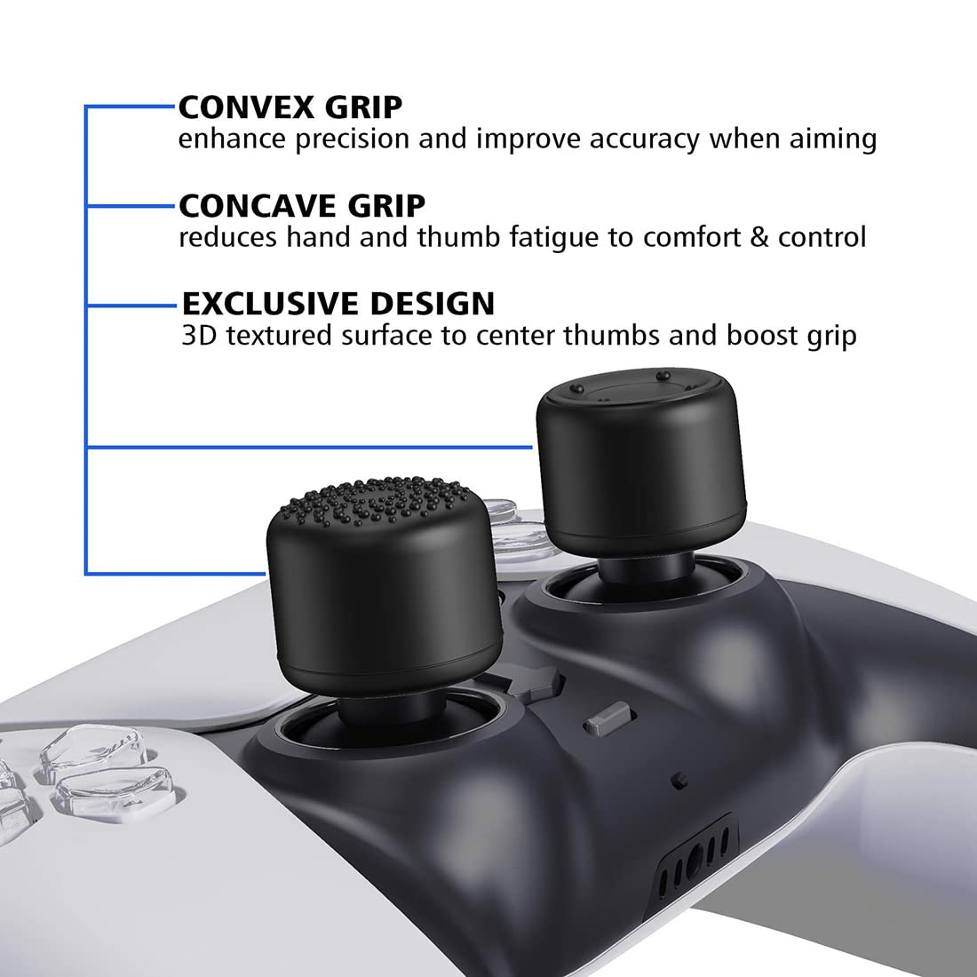 OIVO INDIA 8Pcs Black Silicone FPS Thumb Grip Set (Compatible with PS5,PS4,Nintendo Switch Pro)