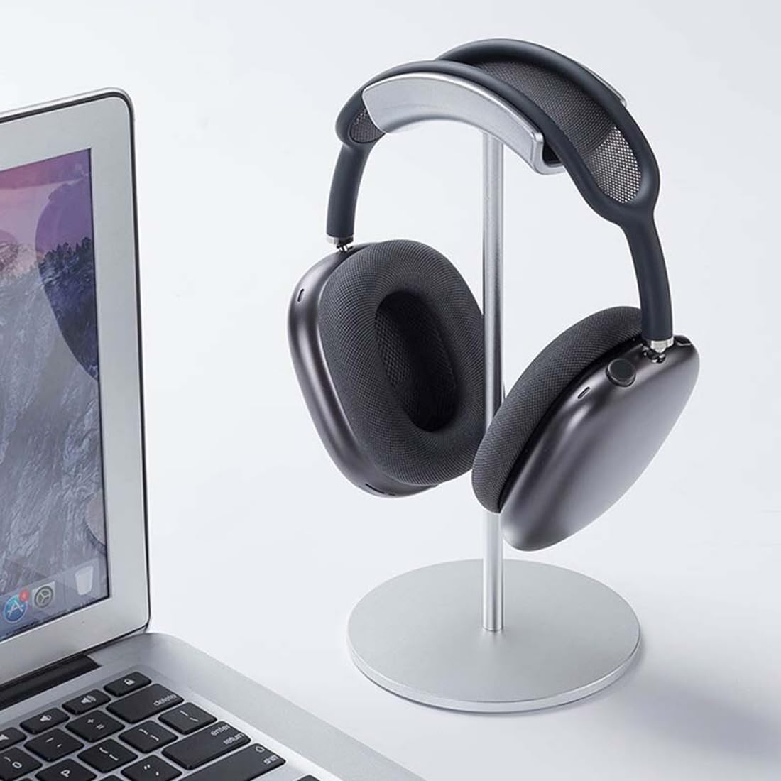 OIVO INDIA Headphone Stand Headset Holder with Aluminum Supporting Bar for All Headphone Sizes (Silver)