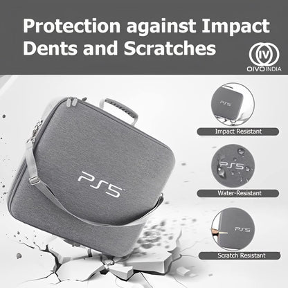 OIVO INDIA Stylish Nylon Grey Hard Carrying Storage Case Compatible for PS5 (PlayStation 5 Bag) [Video Game]