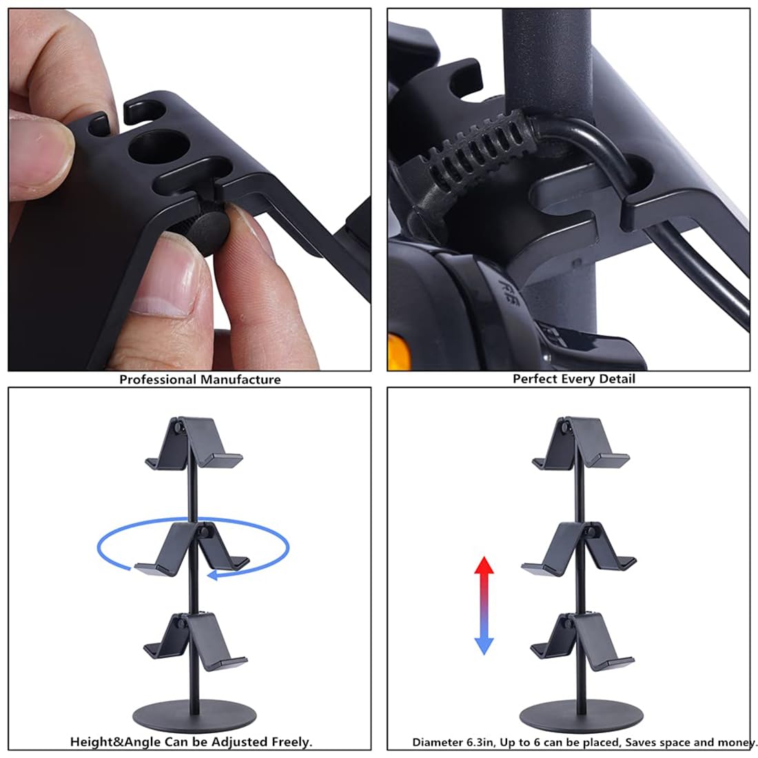 OIVO INDIA Controller Stand 3 Tier Black Headphone Holder, Multi Adjustable Game Controller Headset Hanger Compatible for All Universal Gaming PC Accessories, Xbox PS4 PS5 Nintendo Switch (Black)