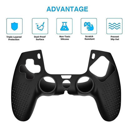 OIVO INDIA Black & White Controller Silicone Cover Case PS5 Controller Skin Anti Slip Protective Sleeve Compatible for Sony Playstation5 (Pack of 2- P5CC06 Zigzag BK+P5CC-08 Multicolor)