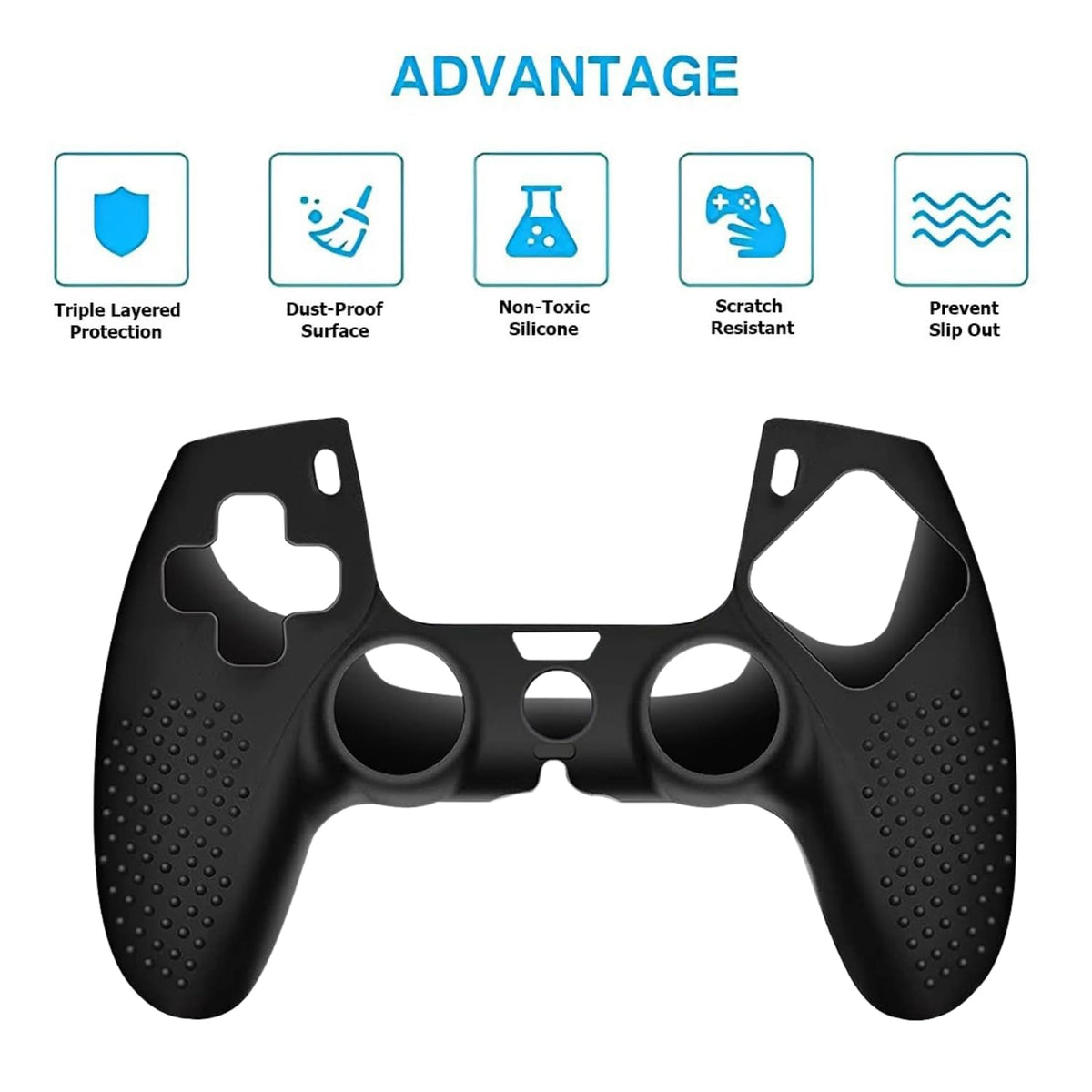 OIVO INDIA Black & White Controller Silicone Cover Case PS5 Controller Skin Anti Slip Protective Sleeve Compatible for Sony Playstation5 (Pack of 2- P5CC06 Zigzag BK+P5CC-08 Multicolor)
