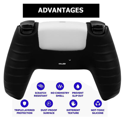 OIVO INDIA Black Skull and White Zigzag Controller Silicone Cover Case PS5 Controller Skin Anti Slip Protective Case Sleeve Compatible for Sony PlayStation 5 Controller (Combo of 2)