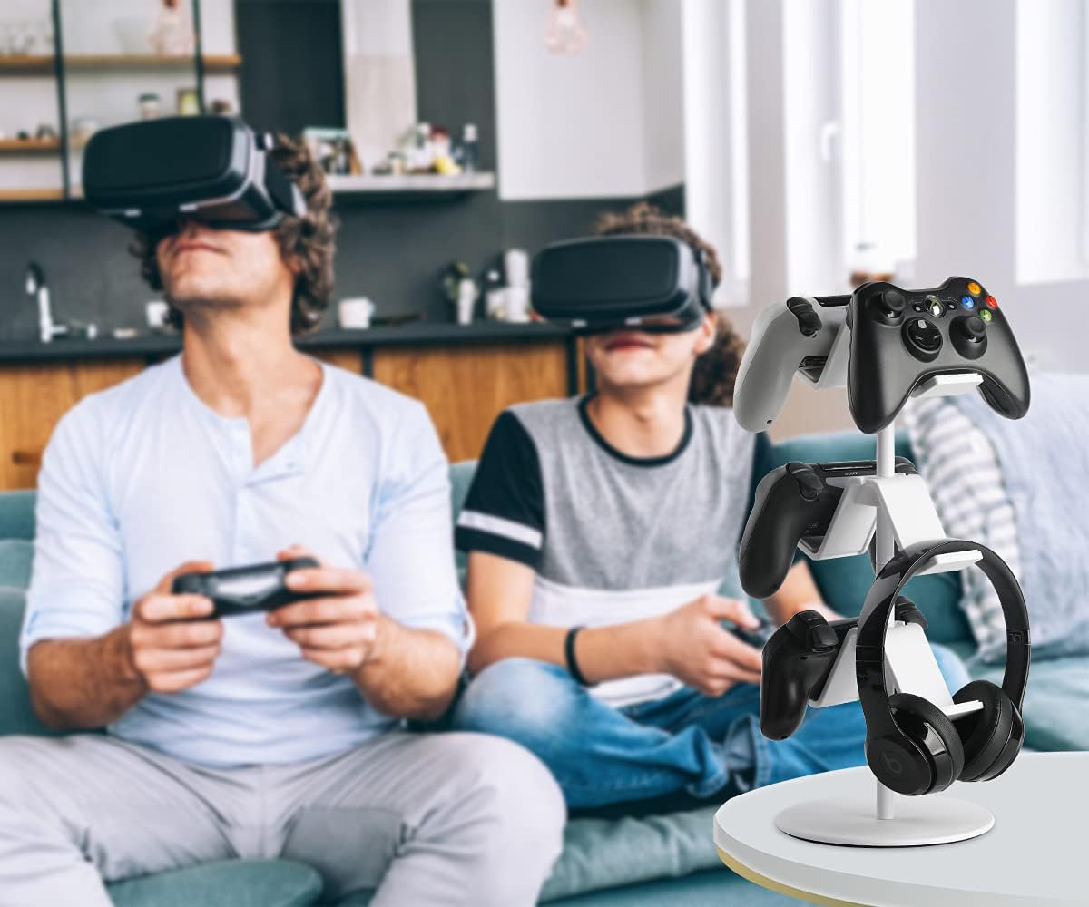 OIVO INDIA Controller Stand 3 Tier,Headphone Holder, Multi Adjustable Game Controller Headset Hanger for All Universal Gaming PC Accessories, Compatible for Xbox PS4 PS5 Nintendo Switch (White)
