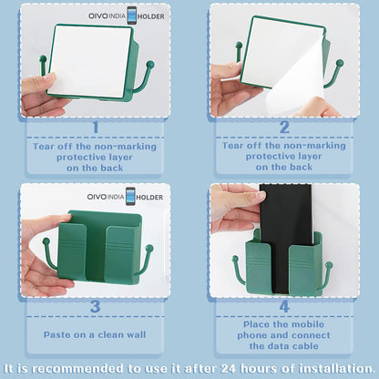 OIVO INDIA Self Adhesive Green Wall Mount Mobile Holder (Pack of 6)