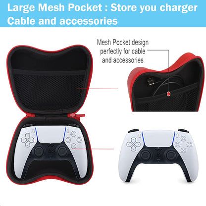 OIVO INDIA Stylish Nylon Grey Hard Carrying Storage Case Compatible for PlayStation 5 with Red Controller Cases (PS5 Bag, Red Combo) [Video Game]