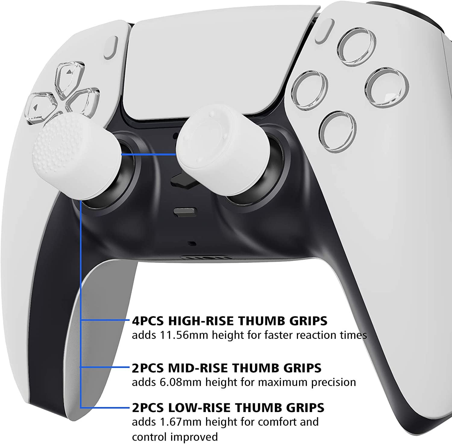OIVO INDIA Colorful and White Thumbrgrip Set Controller Silicone Cover Case PS5 Controller Skin Anti Slip Protective Case Sleeve Compatible for Sony PlayStation 5 Remote (Combo of 2)
