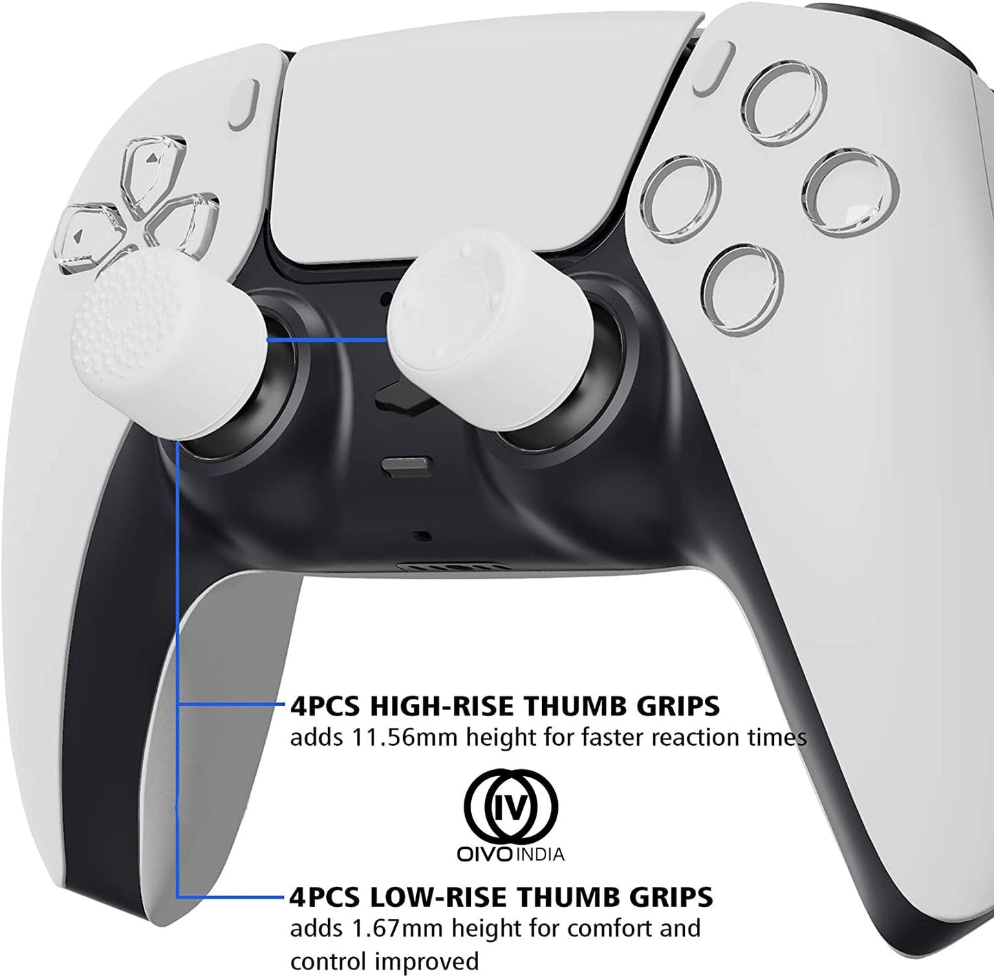 OIVO INDIA Black Cover for PS5 Game Controller Remote Sleeves with White ThumbGrip Set Compatible with Sony PS5 Remote