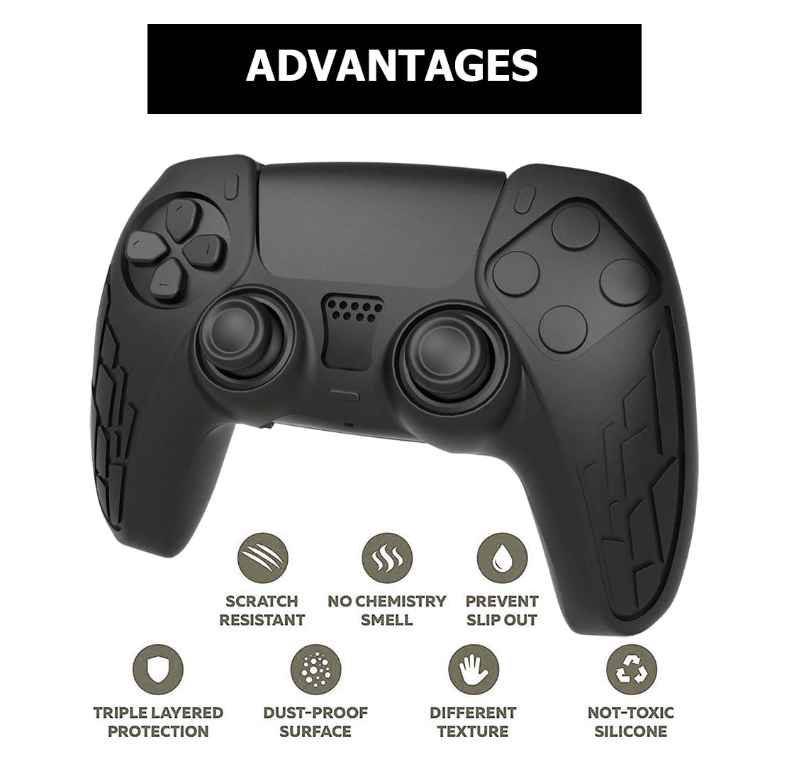 OIVO INDIA Black Controller Silicone Cover PS5 Controller Skin Anti Slip Protective Case Sleeve Compatible with Sony PlayStation 5 Controller (Pack 2)