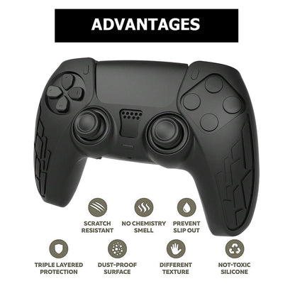 OIVO INDIA Black Controller Silicone Cover PS5 Controller Skin Anti Slip Protective Case Sleeve Compatible with Sony PlayStation 5 Controller (Pack 2)