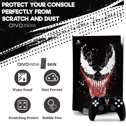 OIVO INDIA Ps5 Skin Protector for Playstation5 Console Wrap Sticker Skin with 2 Wireless Controller Decal Sticker (Black,Venom) [video game] [video game]