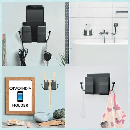 OIVO INDIA Wall Charger Hook Mobile Phone Holder Universal Cellphone Hanging Bracket Hooks Charging Dock Stand (Grey, Pack of 1)