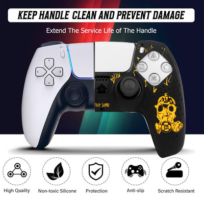 OIVO INDIA Black Skull and Multicolor Controller Silicone Cover Case PS5 Controller Skin Anti Slip Protective Case Sleeve Compatible for Sony PlayStation 5 Remote (Combo of 2)