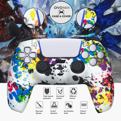 OIVO INDIA Black Skull and Multicolor Controller Silicone Cover Case PS5 Controller Skin Anti Slip Protective Case Sleeve Compatible for Sony PlayStation 5 Remote (Combo of 2)