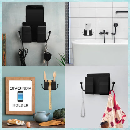 OIVO INDIA Wall Charger Hook Mobile Phone Holder Universal Cellphone Hanging Bracket Hooks Charging Dock Stand (Black, Pack of 1)