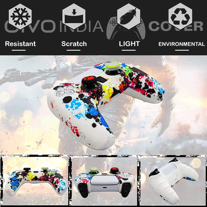 OIVO INDIA Black Controller EVA & Silicone Cover Case PS5 Controller Skin Anti Slip Protective Case Sleeve Compatible for Sony PS5 Controller (Combo of 2 - GC-09 Black + P5CC-06 ZigZagBK)