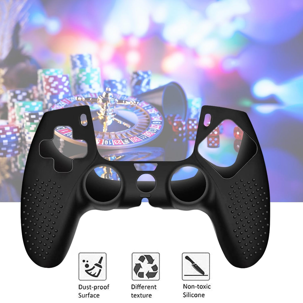 OIVO INDIA Black & White Controller Silicone Cover Case PS5 Controller Skin Anti Slip Protective Sleeve Compatible for Sony Playstation5 (Pack of 2- P5CC06 Zigzag BK+P5CC-08 Multicolor)