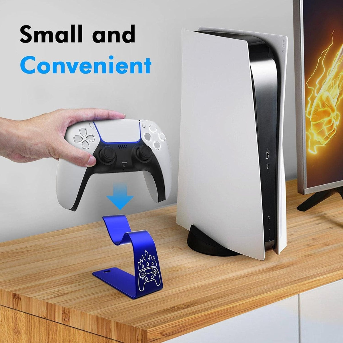 OIVO INDIA Universal Game Controller Holder Blue Aluminum Alloy Holder, Mount Bracket, Perfect for PS5 Gamepad, Built-in Anti-Slip Pad Stand (PS5, XBOX, Nintendo Pro)