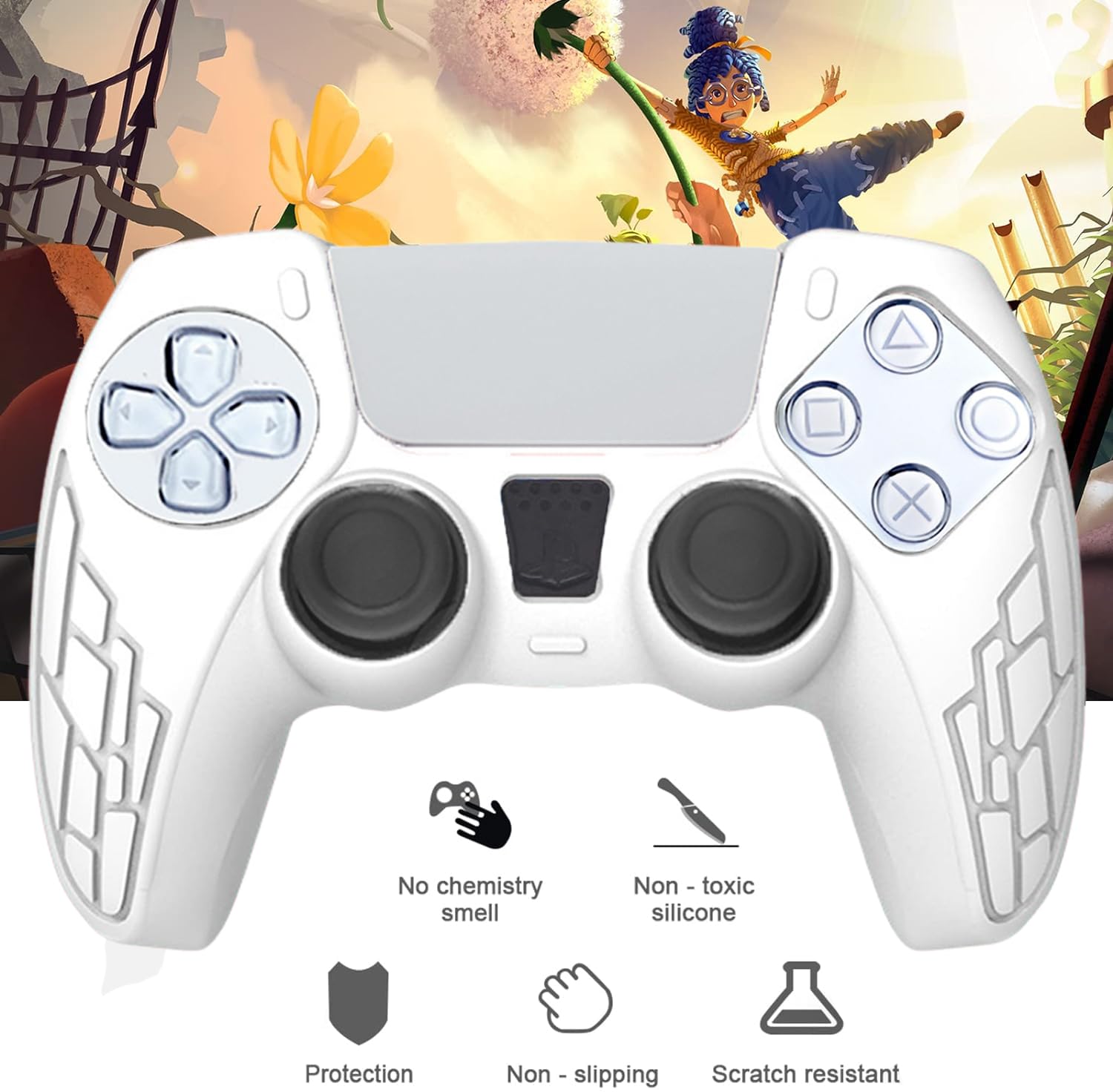 OIVO INDIA White Controller Silicone Cover PS5 Controller Skin Anti Slip Protective Case Sleeve Compatible for Sony PlayStation 5 Controller (Pack of 2)