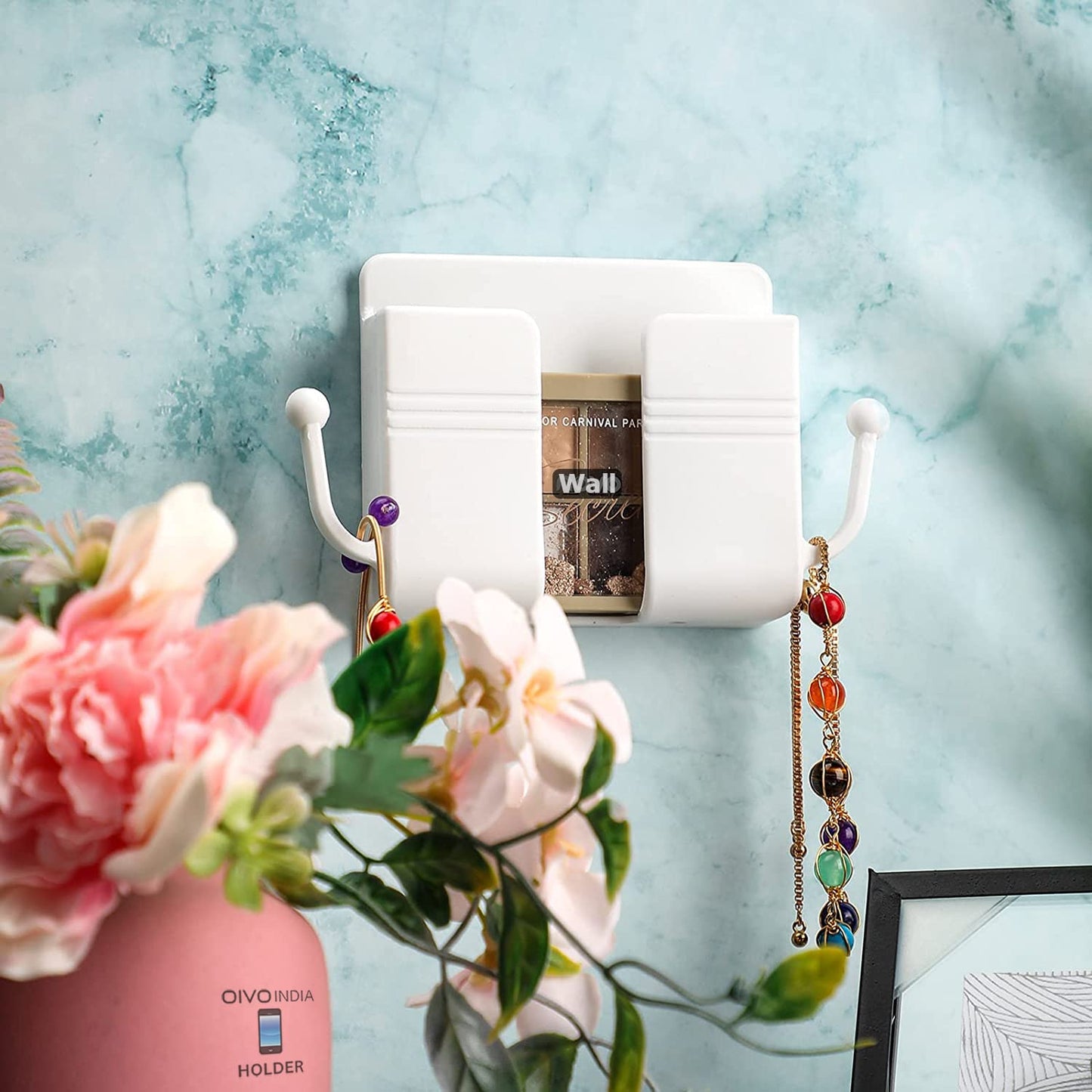 OIVO INDIA Self Adhesive White Wall Mount Mobile Holder