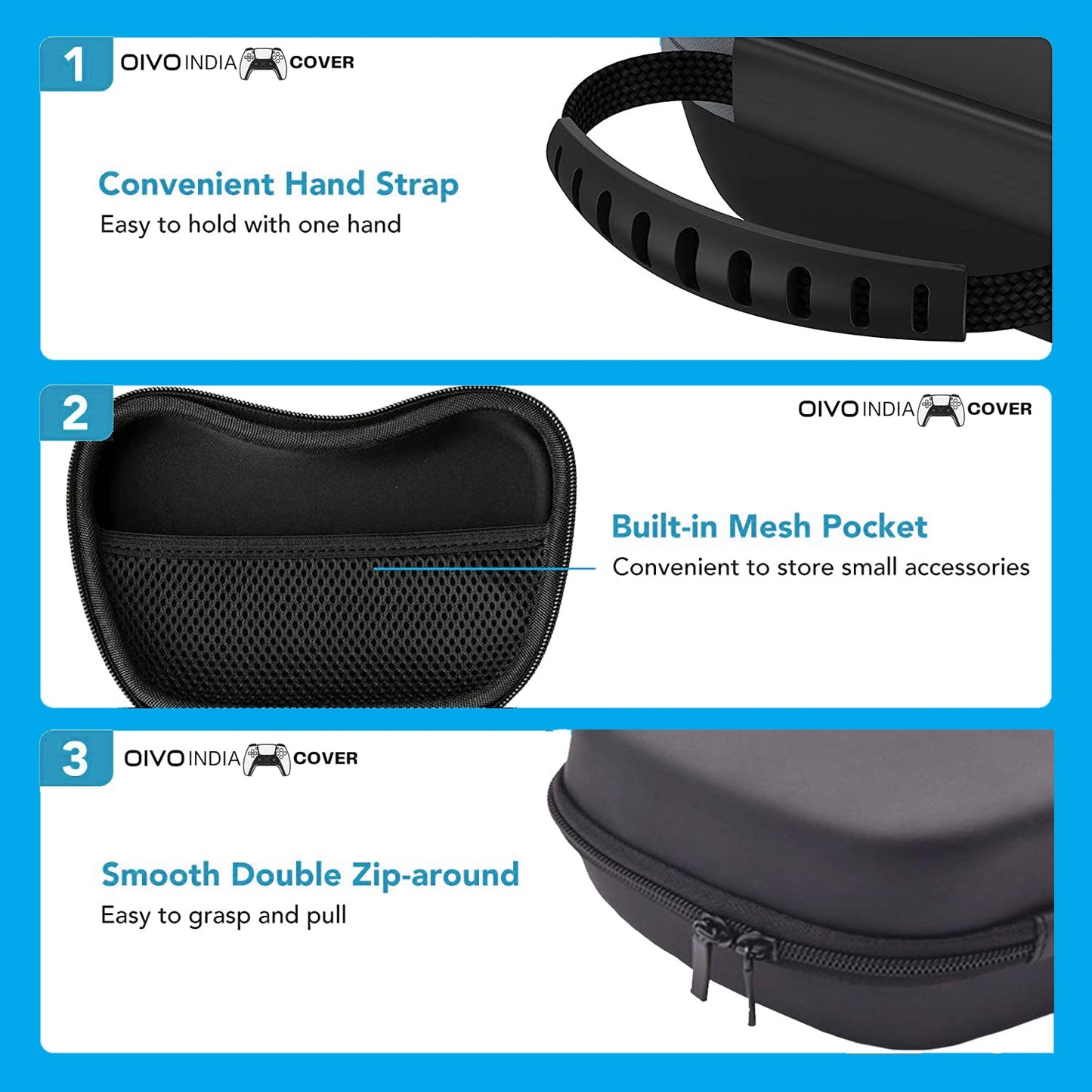 OIVO INDIA Hard Shell Water-Resistant PS5 Carrying Bag Compatible for PlayStation 5 Disc/Digital Version with Black Controller Case(Bag, 2 Controller Case)