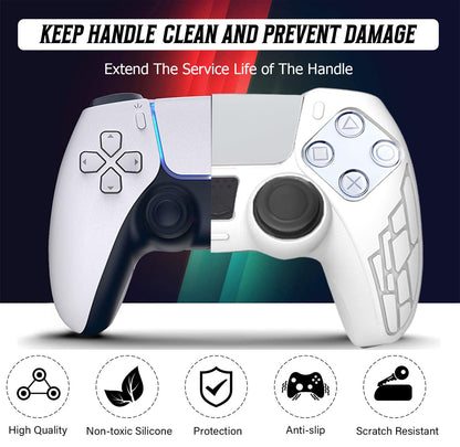 OIVO INDIA Black Skull and White Zigzag Controller Silicone Cover Case PS5 Controller Skin Anti Slip Protective Case Sleeve Compatible for Sony PlayStation 5 Controller (Combo of 2)