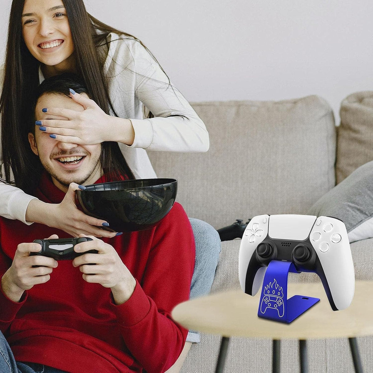 OIVO INDIA Universal Game Controller Holder Blue Aluminum Alloy Holder, Mount Bracket, Perfect for PS5 Gamepad, Built-in Anti-Slip Pad Stand (PS5, XBOX, Nintendo Pro)