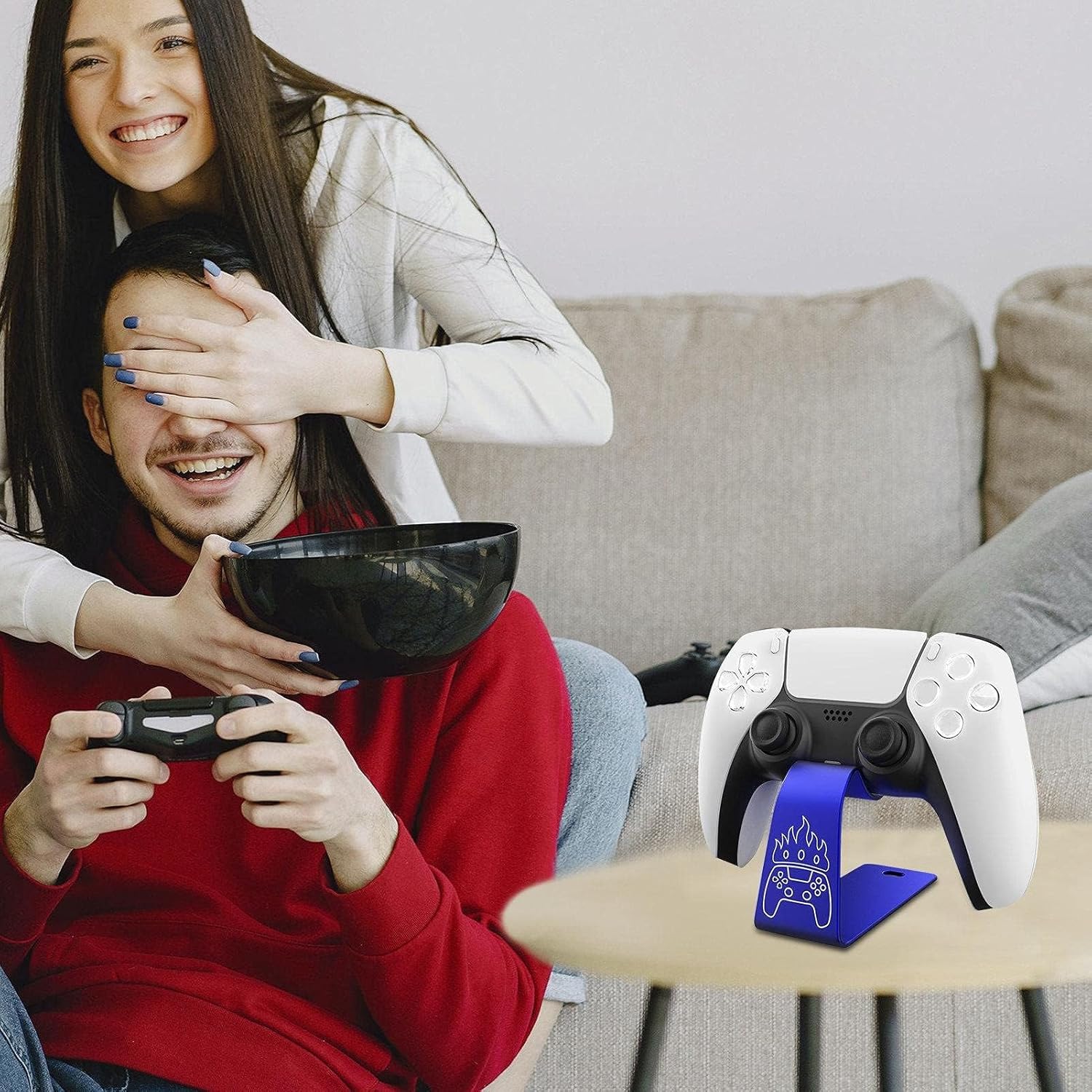 OIVO INDIA Universal Game Controller Holder Blue Aluminum Alloy Holder, Mount Bracket, Perfect for PS5 Gamepad, Built-in Anti-Slip Pad Stand (PS5, XBOX, Nintendo Pro)